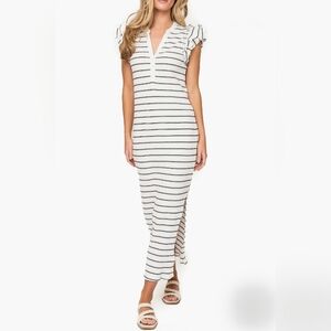 Nordstrom "Ruffle Cap Sleeve Rib Henley," size S